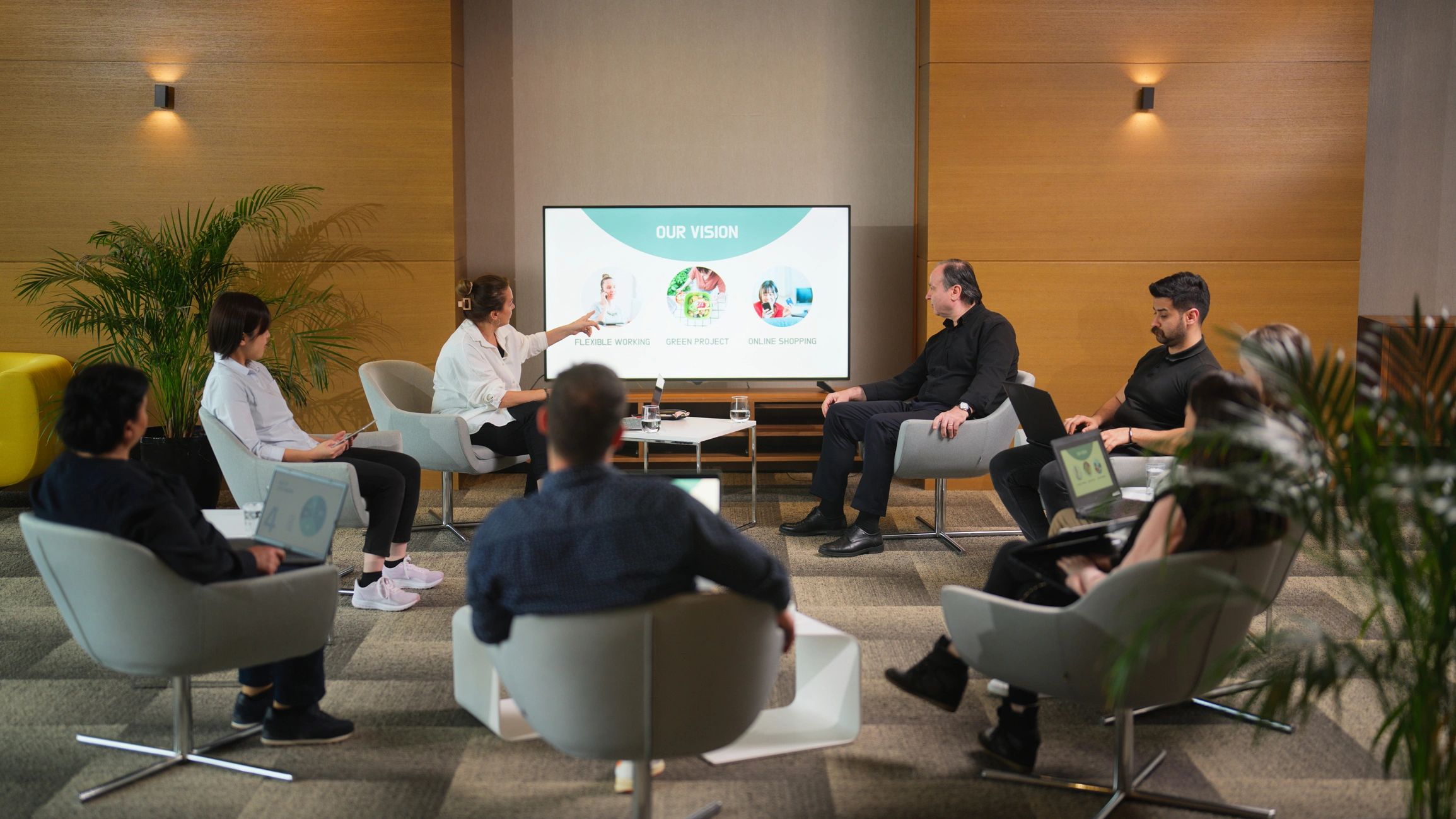 Consulting team in a modern office meeting