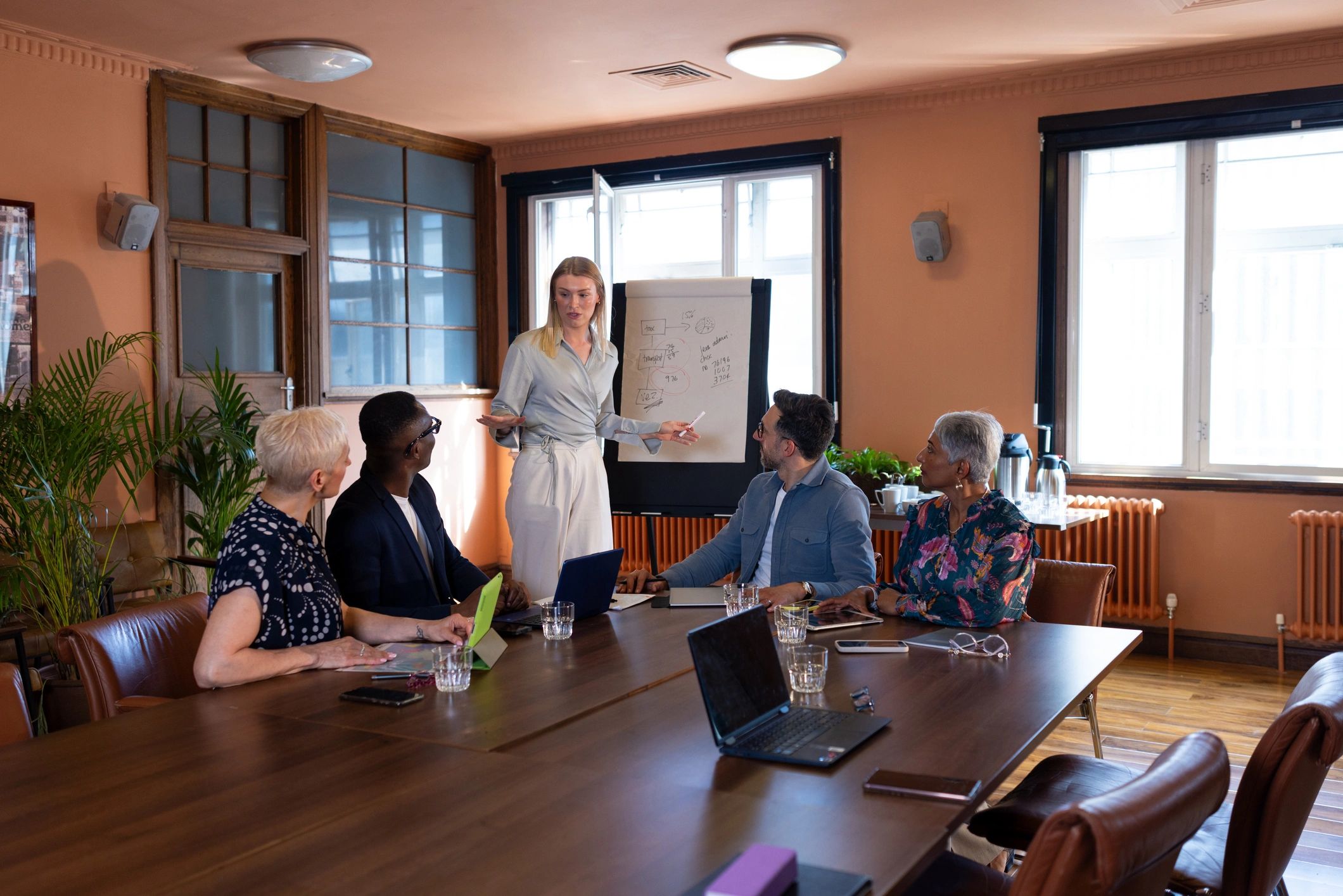 Indian corporate team meeting in a modern office